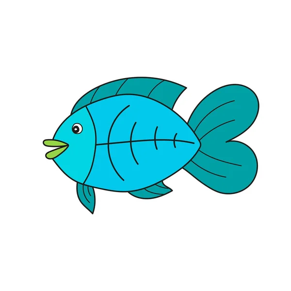 Ícone de desenho animado simples. Ícone de vetor de bonito peixe caricatura sorridente — Vetor de Stock