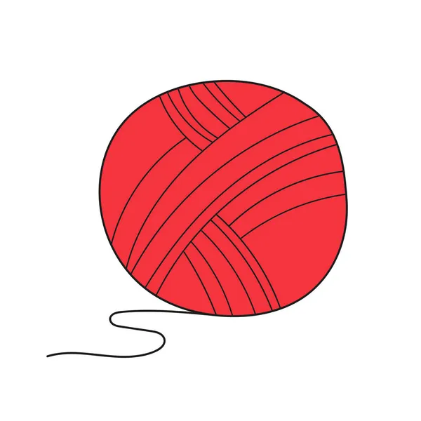 Semplice icona del cartone animato. Illustrazione vettoriale del filato rosso a maglia — Vettoriale Stock