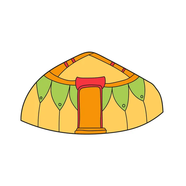 Jednoduchá kreslená ikona. Vektorový Yurt Cartoon Illustration. Dům asijských kočovníků. — Stockový vektor