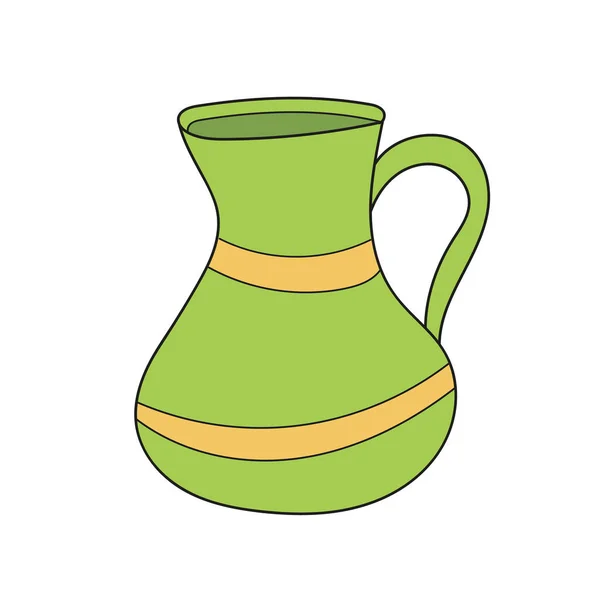 Simple icône de dessin animé. Pot vert pour boisson, eau, lait. Image de bande dessinée — Image vectorielle