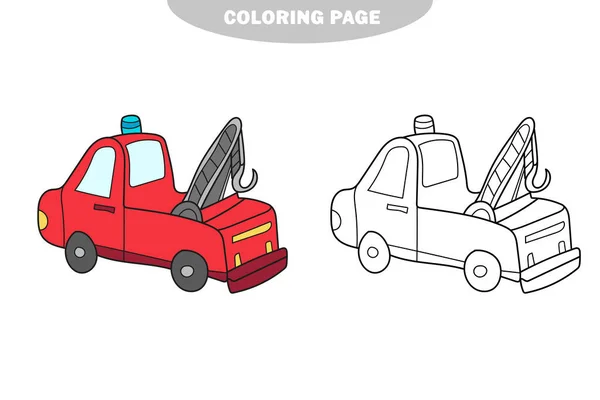 简单的彩色页面。卡通拖车撤离机。为儿童设计彩色书籍 — 图库矢量图片