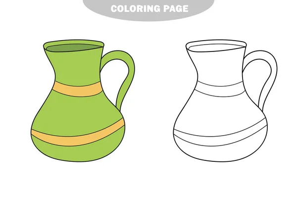 Semplice pagina da colorare. Illustrazione vettoriale di una brocca d'acqua isolata — Vettoriale Stock