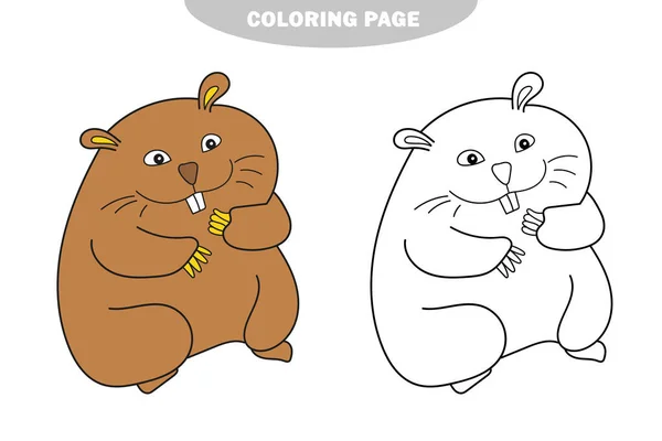 Basit boyama sayfası. Çocuklar için boyama kitabı, Hamster — Stok Vektör