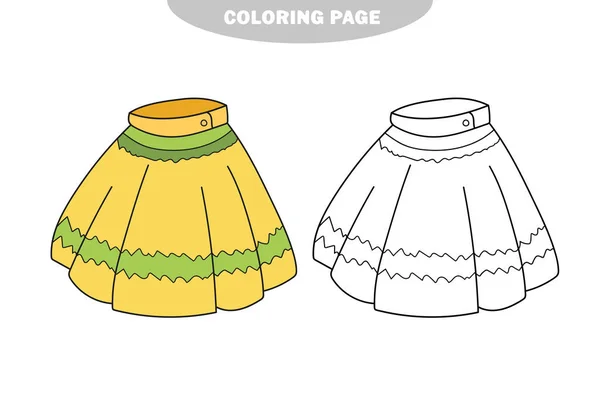 Jednoduché zbarvení stránky. Sukně, které mají být barevné, omalovánky — Stockový vektor