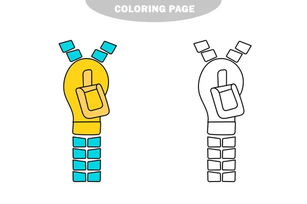 Página de coloração simples. Vector zíper desenhos animados para ser colorido — Vetor de Stock