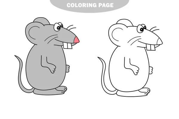 Egyszerű színező oldal. Egy aranyos patkány - lineáris vektor illusztráció színezés — Stock Vector