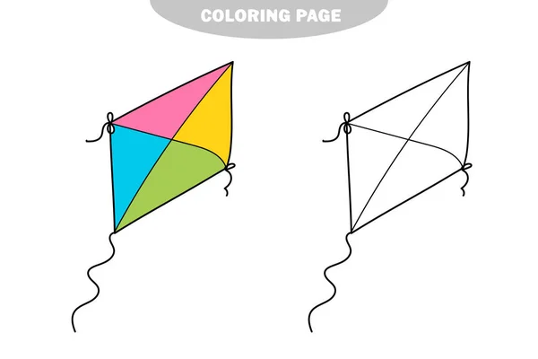 Página para colorear simple. Juguete cometa de dibujos animados. Página para colorear. — Archivo Imágenes Vectoriales