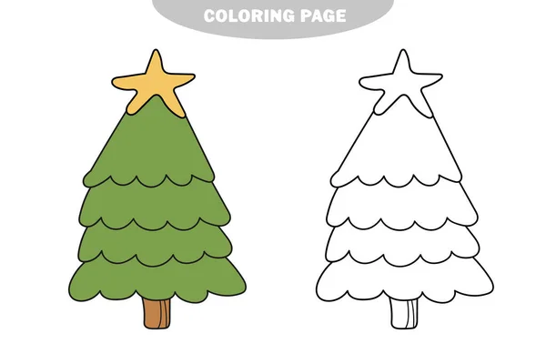 Απλή σελίδα χρωματισμού. Νέο Έτος Δέντρο να είναι έγχρωμο, το βιβλίο ζωγραφικής για τα παιδιά — Διανυσματικό Αρχείο