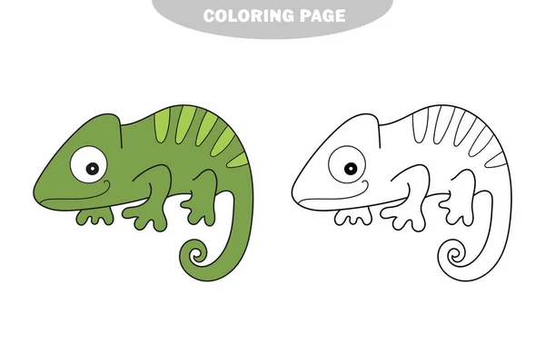 Página para colorear simple. Ilustración vectorial de camaleón para colorear libro. — Vector de stock