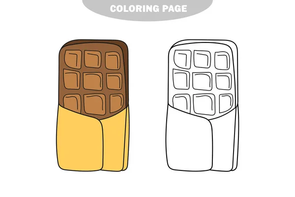 Einfache Malseite. Schokoladenverpackung. Einfache Freihandzeichnung zum Ausmalen. — Stockvektor