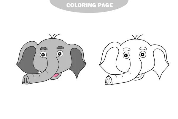 Basit boyama sayfası. Renkli bir fil, anaokulu çocukları için boyama kitabı. — Stok Vektör