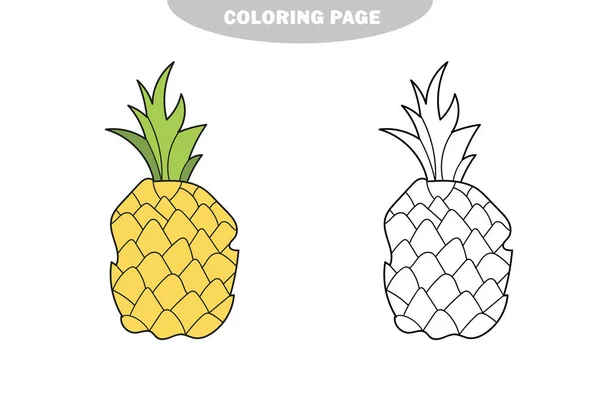 Pagina de colorat simplă. Ananasul trebuie colorat. Carte de colorat pentru educarea copiilor — Vector de stoc
