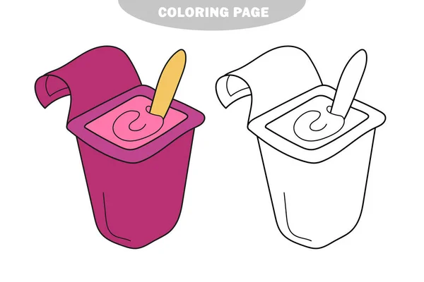 Basit boyama sayfası. Komik yoğurt, çocuklar için boyama kitabı. — Stok Vektör