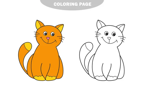 简单的彩色页面。黑色和白色的儿童颜色。一只漂亮的小猫 — 图库矢量图片