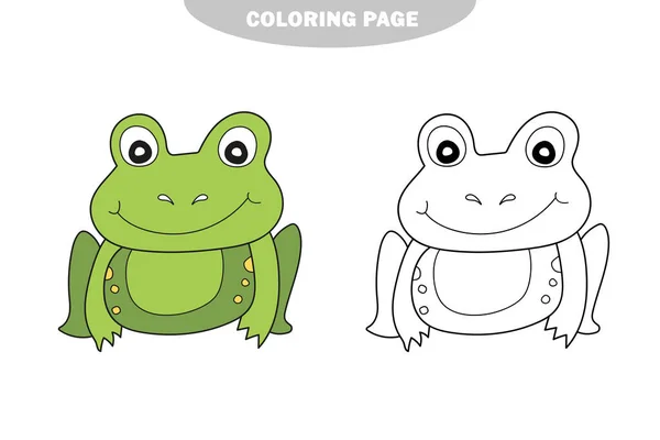 シンプルな着色ページ。ベクトルイラストかわいいカエル。白に隔離された — ストックベクタ