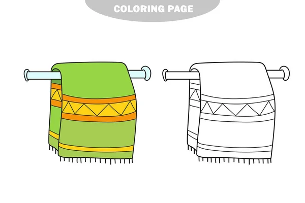 Semplice pagina da colorare. Asciugamano, appeso su un portasciugamani da colorare pagina libro — Vettoriale Stock