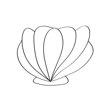 Basit boyama sayfası. İzole edilmiş beyaz arkaplanda deniz kabuğu çizgisi