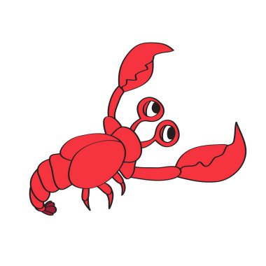 Basit bir çizgi film ikonu. Karides kanserinin vektör çizimi