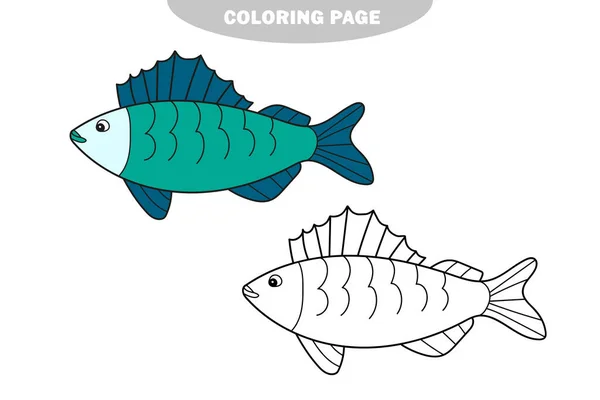 Simple coloring page. Coloring book with ruff. Vector white fish of Siberia — Stock Vector