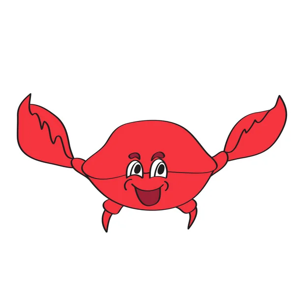 Simple icône de dessin animé. Drôle de dessin animé crabe sur blanc — Image vectorielle