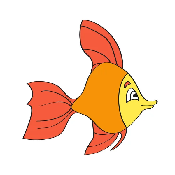 Simple cartoon icon. Vector icon of cute smiling cartoon fish — Stock Vector