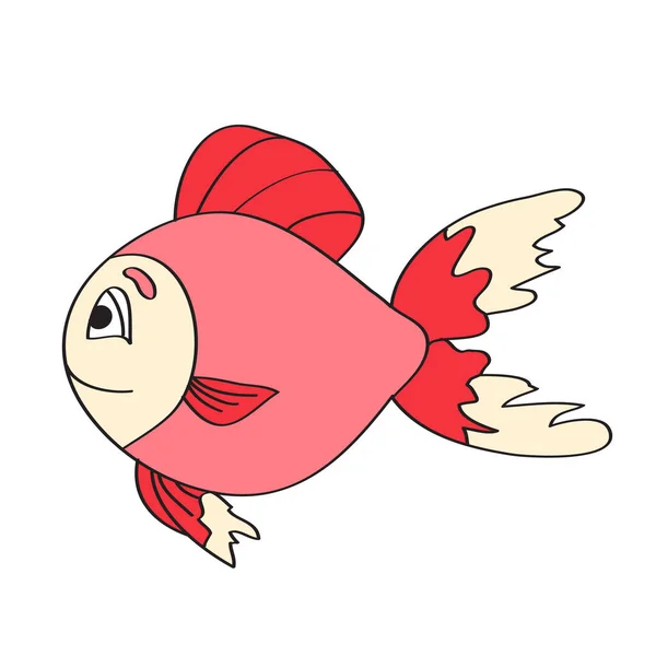 Semplice icona del cartone animato. Icona vettoriale del simpatico pesce cartone animato sorridente — Vettoriale Stock