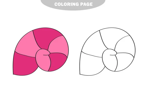 Semplice pagina da colorare. Linea disegnata conchiglia rotonda su sfondo bianco isolato — Vettoriale Stock