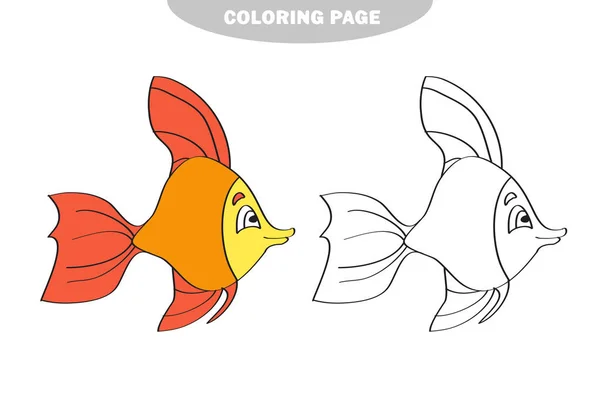 Einfache Malseite. Arbeitsblatt für Vorschulkinder zeichnen - Fische — Stockvektor