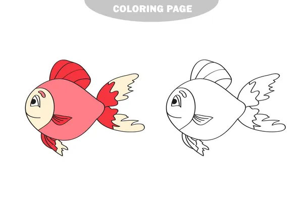 Página de coloração simples. Planilha de desenho para crianças pré-escolares - Peixe — Vetor de Stock