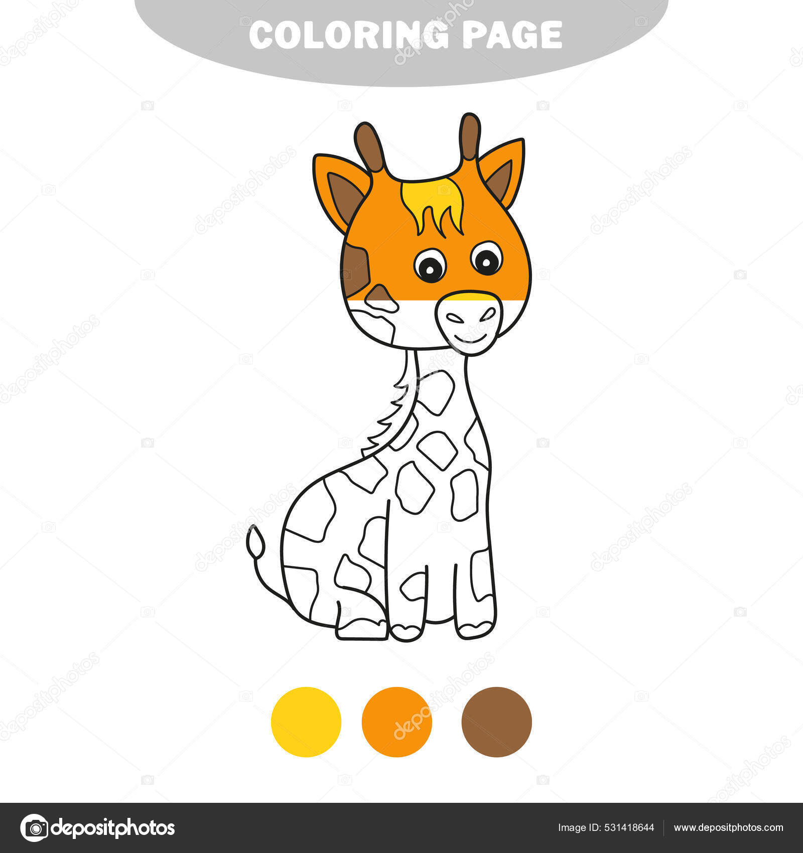 Simple coloring page. Outline clip art to color - giraffe Stock Vector ...