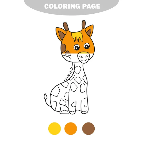 Einfache Malseite. Umriss Clip Art zu Farbe - Giraffe — Stockvektor