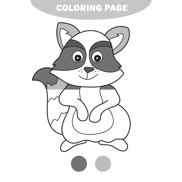 Einfache Malseite. Wald Tier Waschbär Doodle Cartoon einfache Illustration — Stockvektor