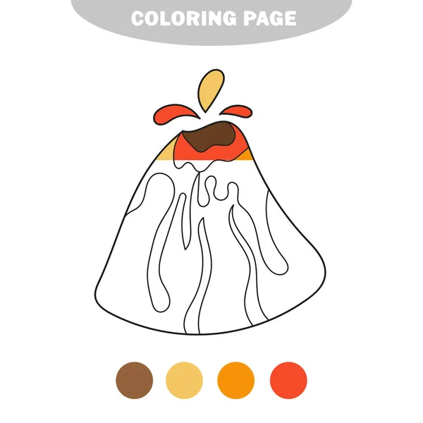 Απλή σελίδα χρωματισμού. Απλό παιδικό βιβλίο ζωγραφικής - ηφαίστειο. Διάνυσμα — Διανυσματικό Αρχείο