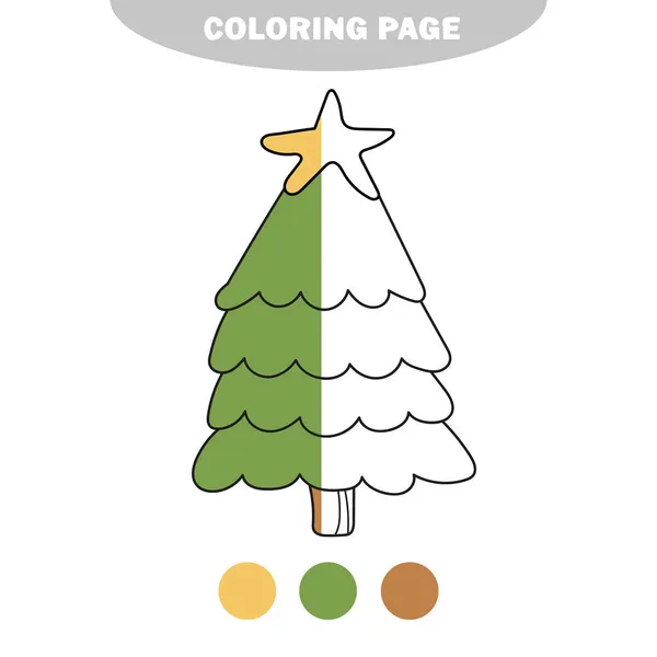 Página para colorear simple. Árbol de Año Nuevo para colorear, el libro para colorear para niños — Archivo Imágenes Vectoriales