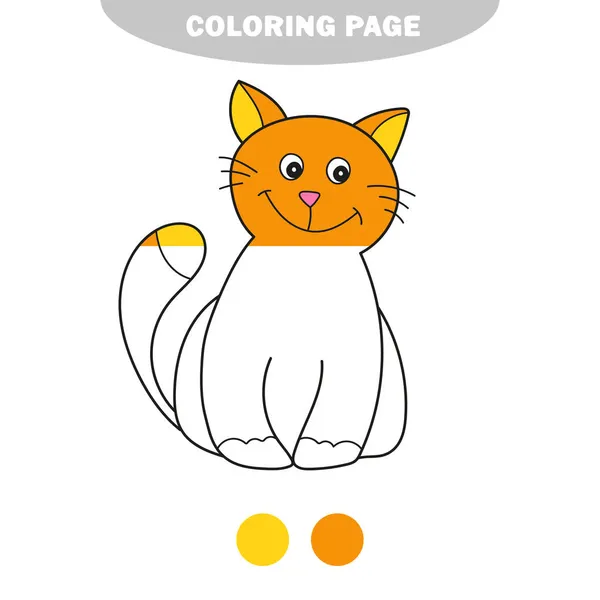 Einfache Malseite. Schwarz-weiße Färbung für Kinder. Ein schönes Kätzchen — Stockvektor