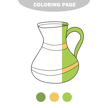 Basit boyama sayfası. İzole edilmiş bir su sürahisinin taslak vektör çizimi