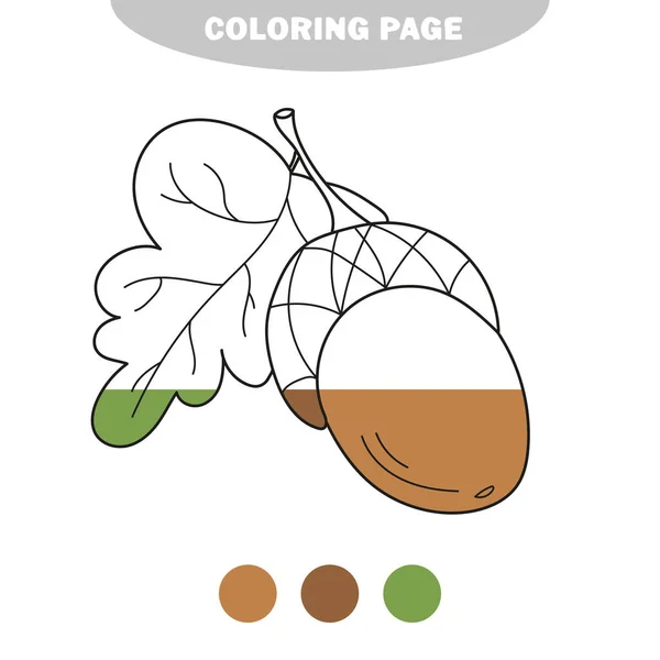 Απλή σελίδα χρωματισμού. Acorn - σελίδα χρωματισμού, παιχνίδι για παιδιά, παιδιά — Διανυσματικό Αρχείο