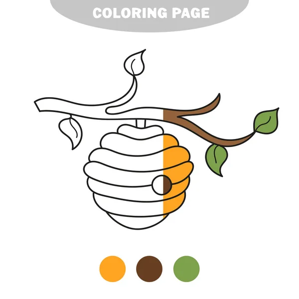 シンプルな着色ページ。子供のためのぬり絵、蜂の巣 — ストックベクタ