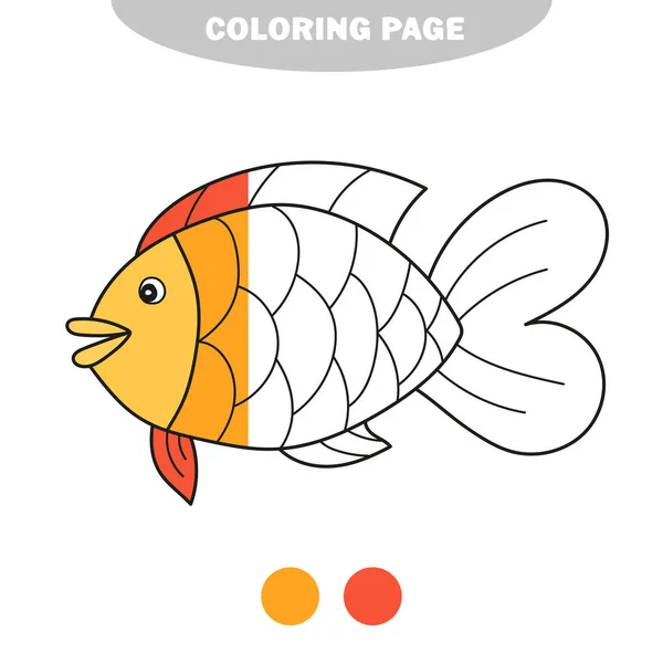 Coloriage simple. Feuille de calcul pour enfants d'âge préscolaire - Poisson — Image vectorielle