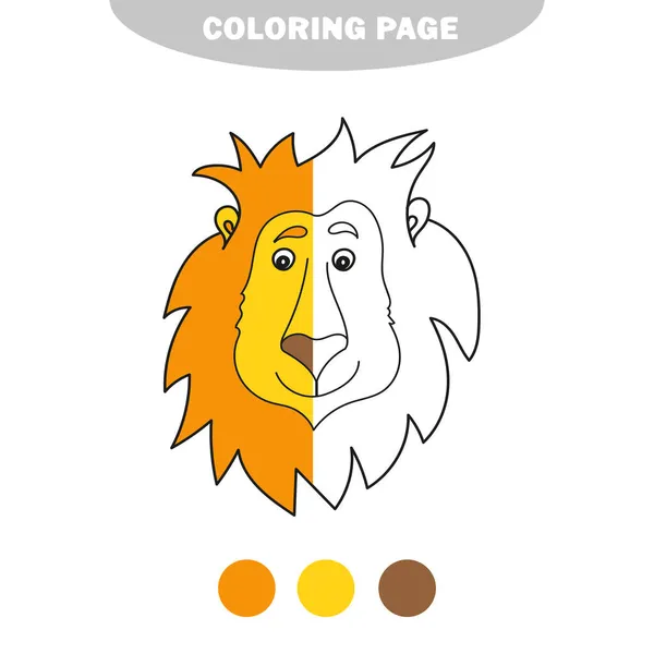 Semplice pagina da colorare. Libro da colorare per bambini. Cartone animato leone carino — Vettoriale Stock