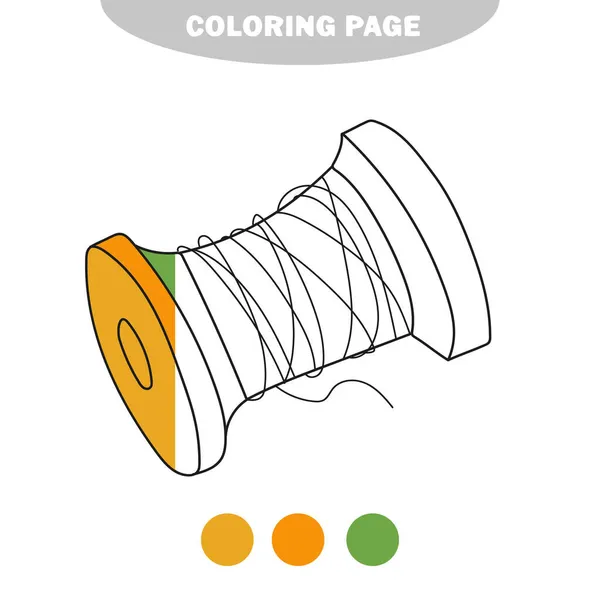 シンプルな着色ページ。手描きベクトルイラスト木製スプールスレッド — ストックベクタ