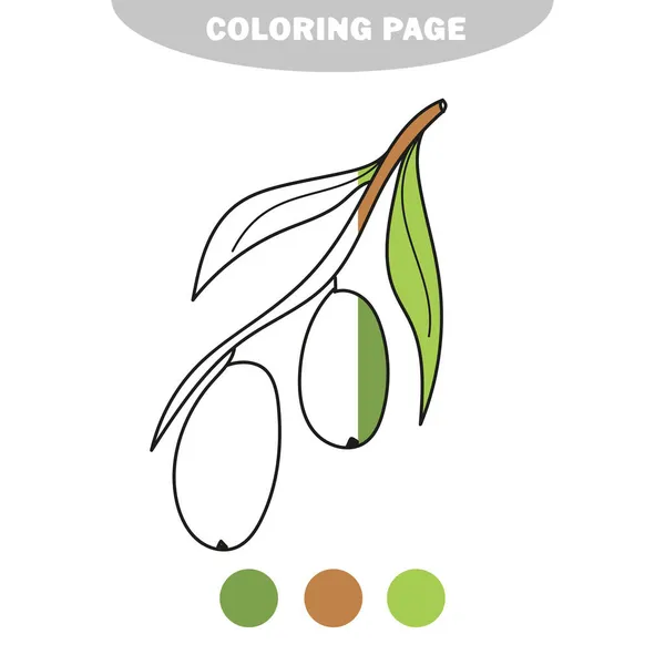 シンプルな着色ページ。オリーブと子供のためのぬり絵 — ストックベクタ