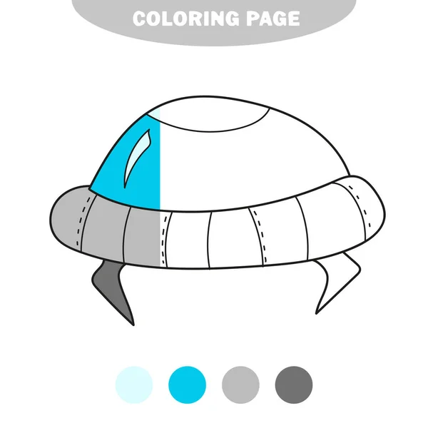 シンプルな着色ページ。UFOは着色され、就学前の子供のための着色本 — ストックベクタ