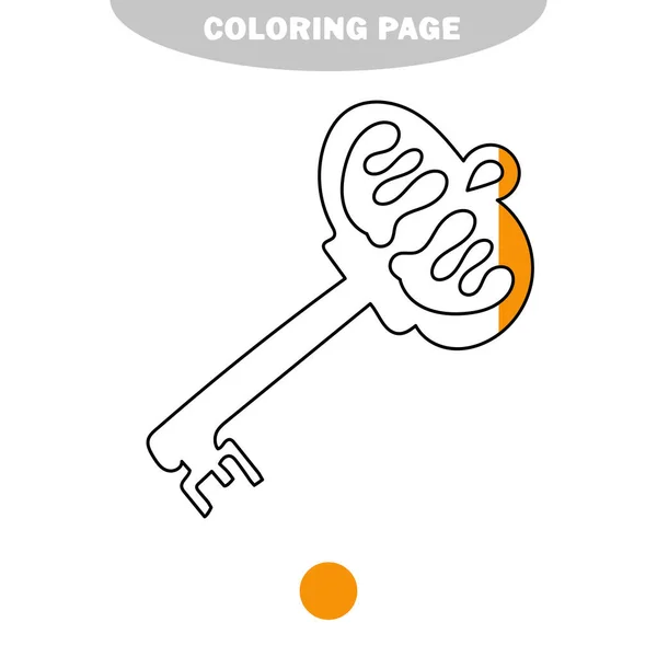 Semplice pagina da colorare. Chiave vintage. Immagine in bianco e nero per libro da colorare — Vettoriale Stock