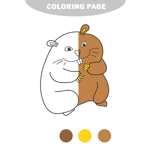 Basit boyama sayfası. Çocuklar için boyama kitabı, Hamster — Stok Vektör