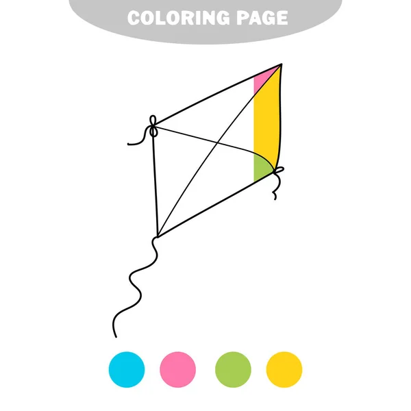 シンプルな着色ページ。漫画の凧のおもちゃ。ぬりえページ. — ストックベクタ