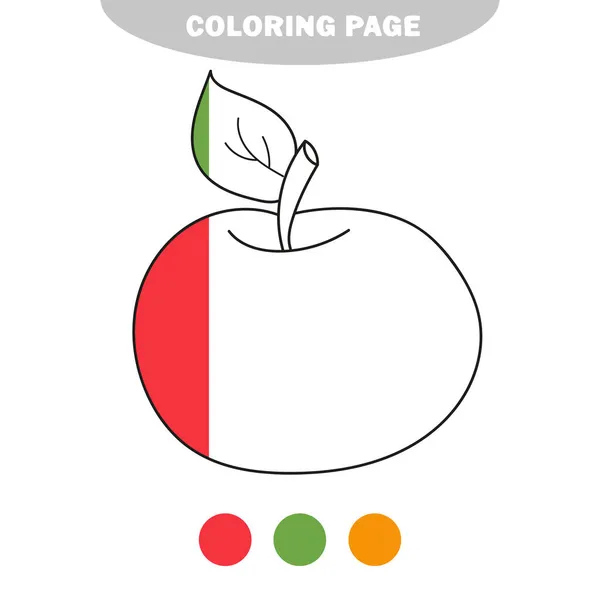 Απλή σελίδα χρωματισμού. Μήλο να χρωματιστεί, το βιβλίο ζωγραφικής για τα παιδιά — Διανυσματικό Αρχείο