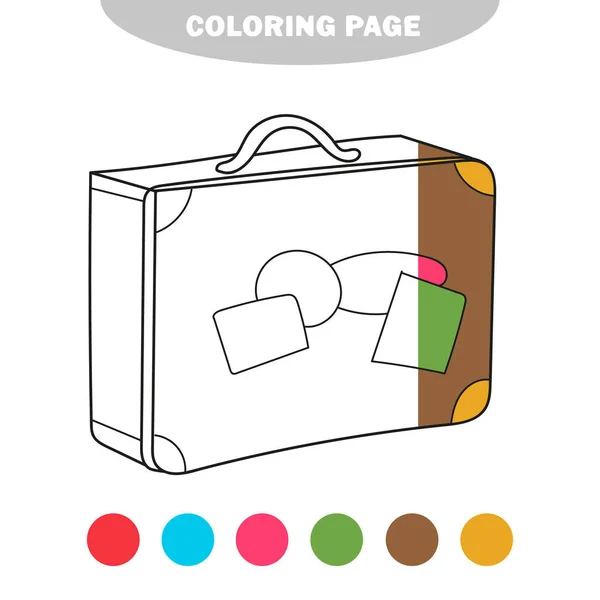 Basit boyama sayfası. Çocuklar için boyama kitabı, etiketli çanta — Stok Vektör