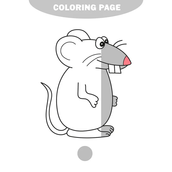 간단 한 색칠 페이지입니다. 색을칠 하기 위한 귀여운 쥐 - 선형 벡터 삽화 — 스톡 벡터