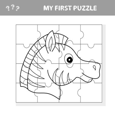 Komik Zebralı Anaokulu Çocukları için Karikatür Eğitimi Bulmaca Oyunu